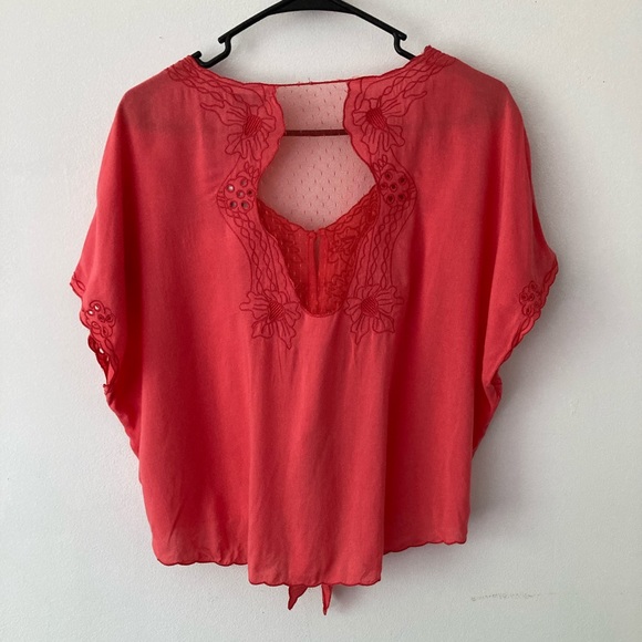 Jun & Ivy Coral Eyelet Blouse NWT Valentine’s Worthy - Picture 7 of 12